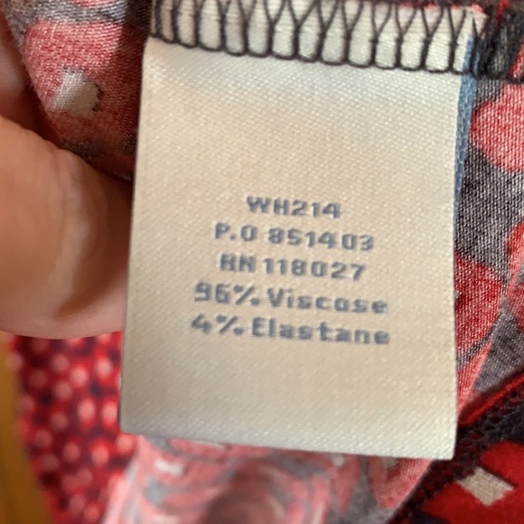 Boden size 6 viscose stretchy red navy ivory print comfort scoop neck dress - Picture 6 of 6